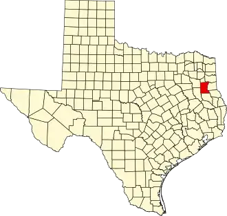Locatie van Rusk County in Texas