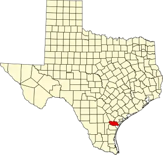Locatie van San Patricio County in Texas