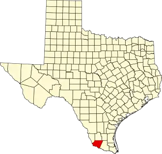 Locatie van Starr County in Texas