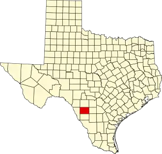 Locatie van Zavala County in Texas