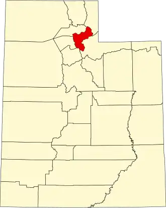 Locatie van Morgan County in Utah
