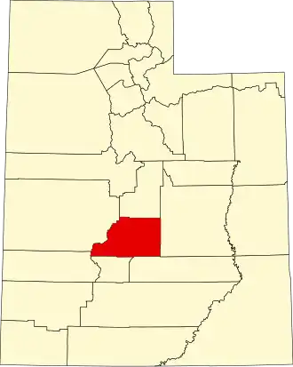 Locatie van Sevier County in Utah