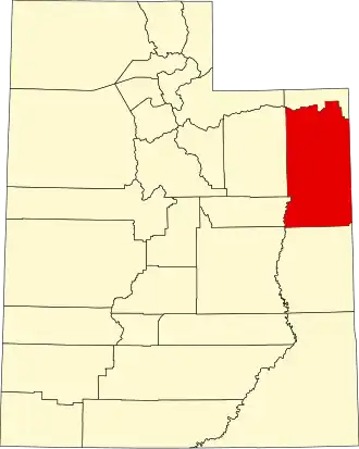 Locatie van Uintah County in Utah