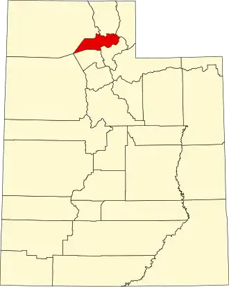 Locatie van Weber County in Utah