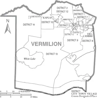 Kaart van Vermilion Parish
