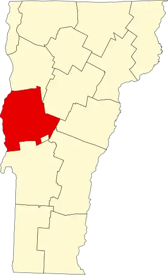 Locatie van Addison County in Vermont