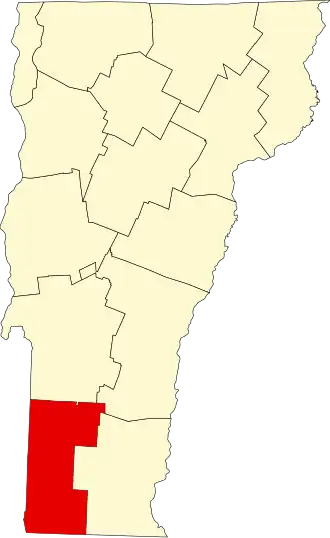 Locatie van Bennington County in Vermont