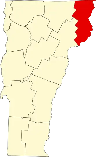 Locatie van Essex County in Vermont