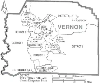 Kaart van Vernon Parish