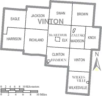 Kaart van Vinton County