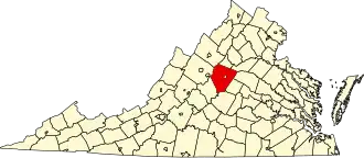 Locatie van Albemarle County in Virginia