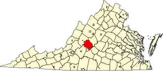 Locatie van Amherst County in Virginia