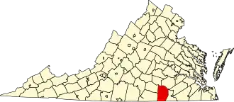 Locatie van Brunswick County in Virginia