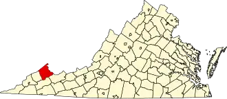 Locatie van Buchanan County in Virginia