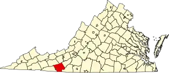 Locatie van Carroll County in Virginia