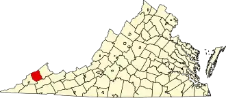Locatie van Dickenson County in Virginia
