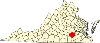 Locatie van Dinwiddie County in Virginia