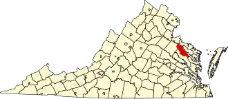 Locatie van Essex County in Virginia