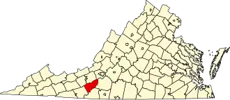 Locatie van Floyd County in Virginia