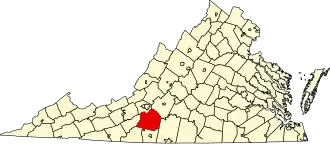 Locatie van Franklin County in Virginia