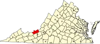 Locatie van Giles County in Virginia