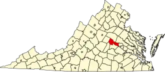 Locatie van Goochland County in Virginia