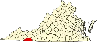 Locatie van Grayson County in Virginia