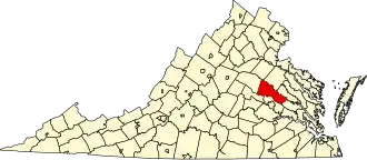 Locatie van Hanover County in Virginia