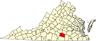 Locatie van Lunenburg County in Virginia