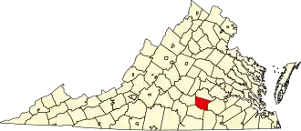 Locatie van Nottoway County in Virginia