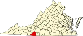 Locatie van Patrick County in Virginia