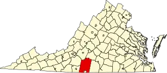 Locatie van Pittsylvania County in Virginia