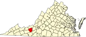 Locatie van Pulaski County in Virginia
