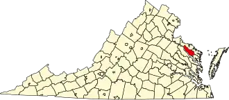 Locatie van Richmond County in Virginia