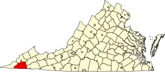 Locatie van Scott County in Virginia