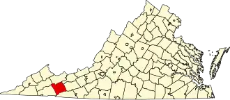Locatie van Smyth County in Virginia