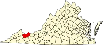 Locatie van Tazewell County in Virginia
