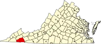 Locatie van Washington County in Virginia