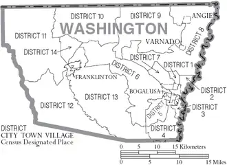 Kaart van Washington Parish