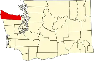 Locatie van Clallam County in Washington