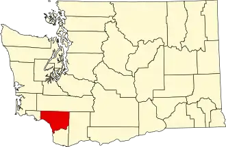 Locatie van Cowlitz County in Washington