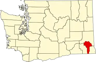 Locatie van Garfield County in Washington