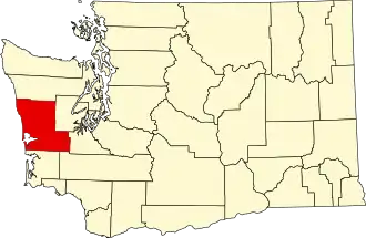 Locatie van Grays Harbor County in Washington