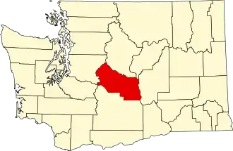 Locatie van Kittitas County in Washington