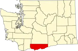 Locatie van Klickitat County in Washington