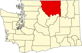 Locatie van Okanogan County in Washington