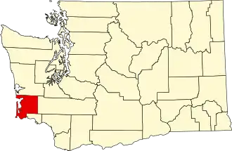 Locatie van Pacific County in Washington