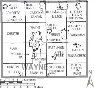 Kaart van Wayne County