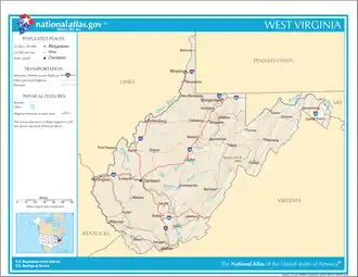 Kaart van State of West Virginia