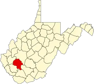 Locatie van Boone County in West Virginia